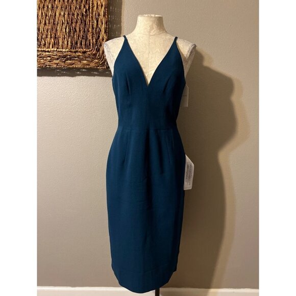 Dress The Population Dress Peacock Jade Blue Green L Large LYLA Washable NWT - Picture 2 of 7